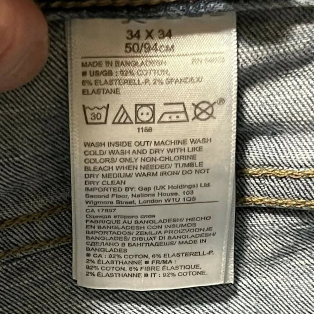 Banana Republic Mens Slim Fit Mid Rise Stretch Blue Jeans Distressed Sz 34 x 34